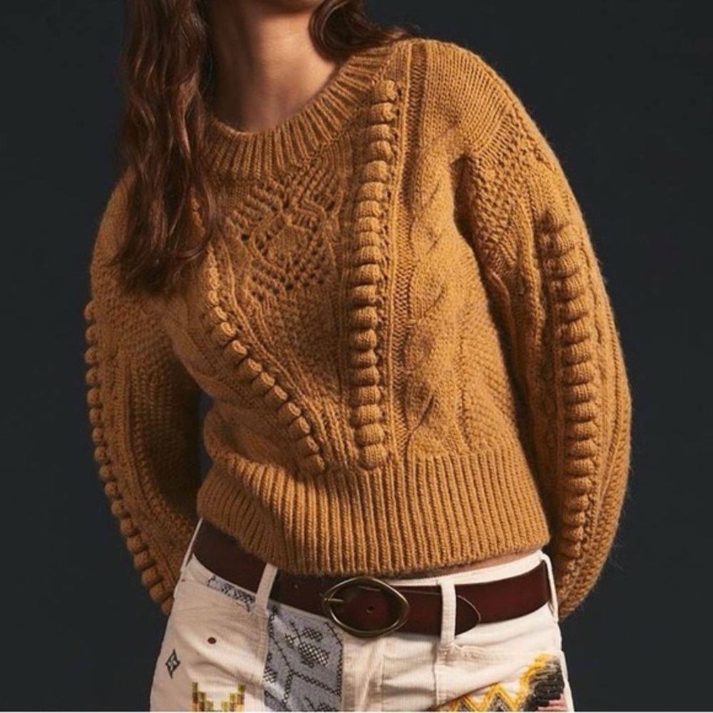 Anthropologie Textured Cable Knit Sweater